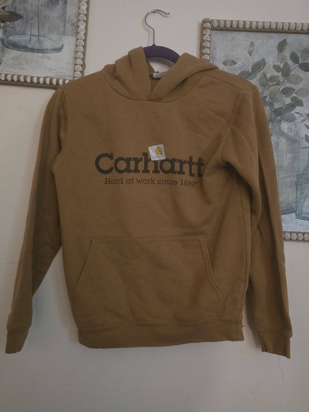 Carhartt Boys Brown Logo Hoodie Sweatshirt